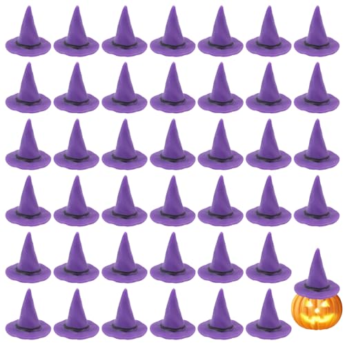 CHGCRAFT 40 Stück Mini Hexe Mütze Hexenhut für Halloween Mini-Dachel Hexe Mütze Flasche Wein Geschenk Mütze Festivals Halloween-Partys Festivals DIY Dekoration Handwerk Violett von CHGCRAFT