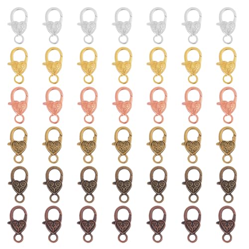 CHGCRAFT 42 Stück 6 Farben Herz Hummerklauen Clasps Alloy Papagei Trigger Clasps Schmuck Making Findings Clasp Findings für DIY Schmuck machen, 27×14mm von CHGCRAFT