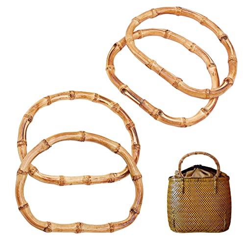 CHGCRAFT 4STÜC Bamboo D förmige Griffe Ersatz für handgefertigte Taschenhandtaschen Geldbörsengriffe BurlyWood Innengröße: 9x13cm von CHGCRAFT