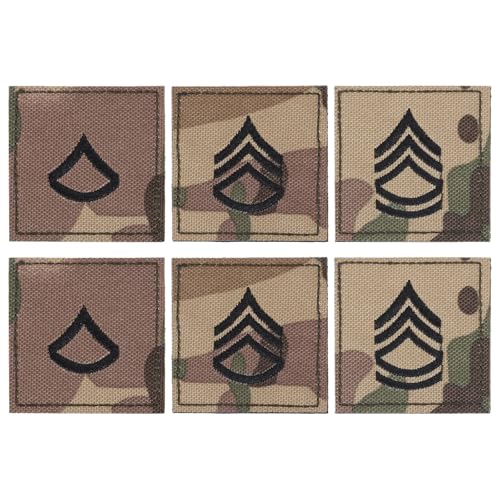 CHGCRAFT 6 Stück 3 Stile Gestickte Rangabzeichen Stabfeldwebel Aufnäher Armee Rangabzeichen Polyester Epaulette Tarnfarbe für Outdoor Abenteuer Rollenspiel Modell Schaukasten, Teardrop, 2×2×0,2 Zoll von CHGCRAFT