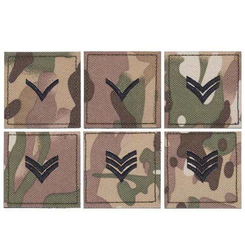 CHGCRAFT 6 Stück 3 Stile Gesticktes Rangabzeichen Stabfeldwebel-Abzeichen Armee-Rangabzeichen Polyester-Epauletten-Tarnfarbe für Outdoor-Abenteuer-Rollenspiel Modell-Vitrine, Fischgrät, 2×2×0,2 Zoll von CHGCRAFT