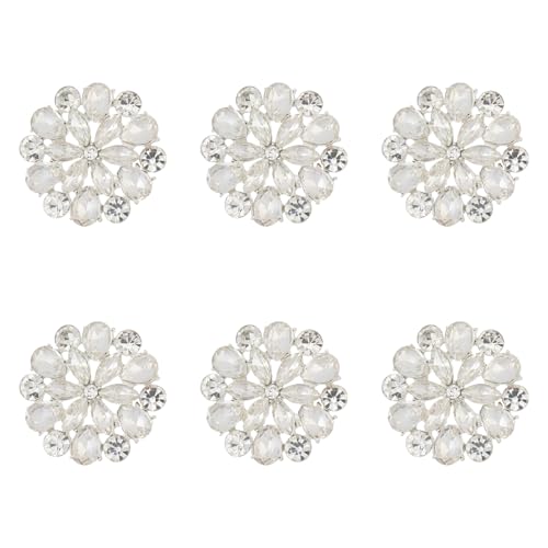 CHGCRAFT 6 Stück Strass-Schaft Knöpfe Blume Splitter Strass Knöpfe Crystal Embellishments für Kleidung Schmuck machen DIY Nähen Dekoration Bottons, Platin, 1 Loch, 1,1x 0,33 Zoll von CHGCRAFT