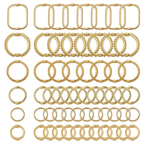 CHGCRAFT 60 Stück 6 Stile Doppelloch-Perlenrahmenverbinder Metallperlenverbinder Abstandshalterperlen Goldkreisperlenrahmen Charms Für Die Herstellung von Schmuck Armbändern Halsketten Und Ohrringen von CHGCRAFT