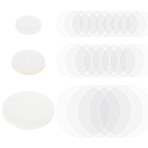 CHGCRAFT 600 Stück 3 Stile Kunststoff Kreis Mylars Transparent Button Film Abdeckungen Kreis Mylars Schutzfolie Abzeichen Folien für Anstecknadeln Runde Knöpfe Brosche Herstellung 35 mm 44 mm 70 mm von CHGCRAFT