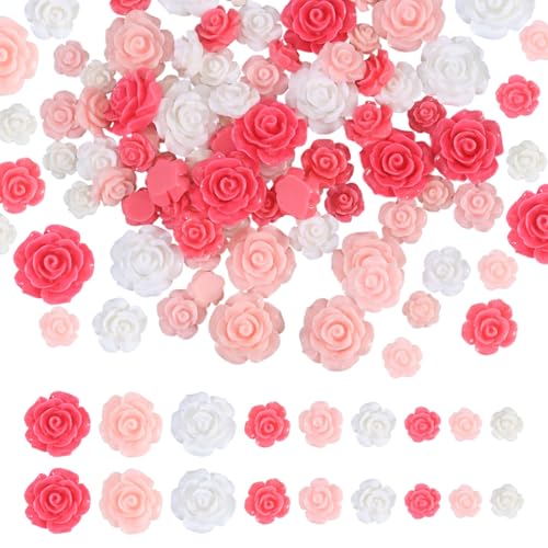 CHGCRAFT 78 Stück Mini Rose Blume Harz Cabochons Flatback Perlen Harz undurchsichtig Charms für DIY Handwerk liefert handgemachte Dekoration von CHGCRAFT