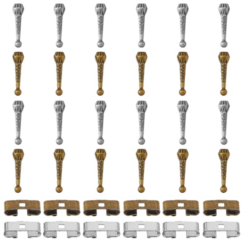 CHGCRAFT Bolo-Krawatten-Set mit Bolo-Krawatten-Verschlüssen und Kordelenden aus Legierung für selbstgemachte Bolo-Krawattenherstellung, Antik-Bronze und Antik-Silber, 36-teiliges Set von CHGCRAFT