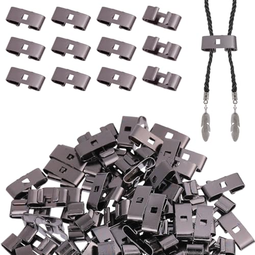 CHGCRAFT Bolo-Krawattenschieber aus Eisen, Ersatzzubehör für Schlüsselanhänger, Armband, Halskette, Schmuckherstellung, Schwarz, 100 Stück von CHGCRAFT