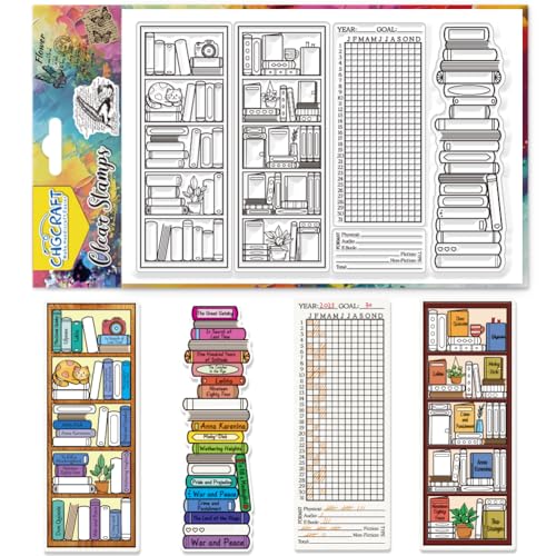 CHGCRAFT Bücherregal Clear Stamps Lesen Aufzeichnungen Transparent Stamps Puppy Silikon Clear Stamp Dichtungen für DIY Scrapbooking Fotoalbum Dekoration, 4,3x6,3 Zoll von CHGCRAFT