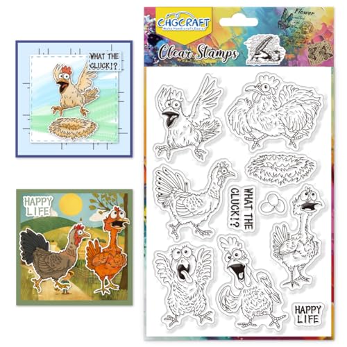 CHGCRAFT Chicken Silikon Stempel Anime Stil Transparent Silikonstempel Siegel Karte Herstellung Silizium Transparent Stamp Karte Siegel Herstellung DIY-Clipbook-Album von CHGCRAFT