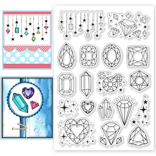 CHGCRAFT Diamanten Edelsteine Clear Stamps Star Transparent Silicone Stamps Clear Stamp Seals Silikonstempel für Kartenherstellung Dekor Scrapbooking Album Dekor DIY Craft von CHGCRAFT