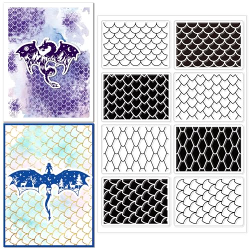 CHGCRAFT Drachenschuppen Transparente Stempel Silikonstempel Fischschuppen-Hintergrund Transparente Stempel Für Kartenherstellung DIY Scrapbooking Fotoalbum Dekoration 4.3x6.3 Zoll von CHGCRAFT