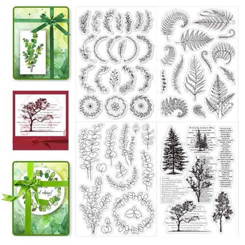 CHGCRAFT Eukalyptus Blätter Silikon Clear Stamps Pflanze Muster Blätter Baum Kunststoffstempel für DIY Scrapbooking Fotoalbum dekorative Karten Making Stamps für Urlaub Karte machen Album Crafts von CHGCRAFT