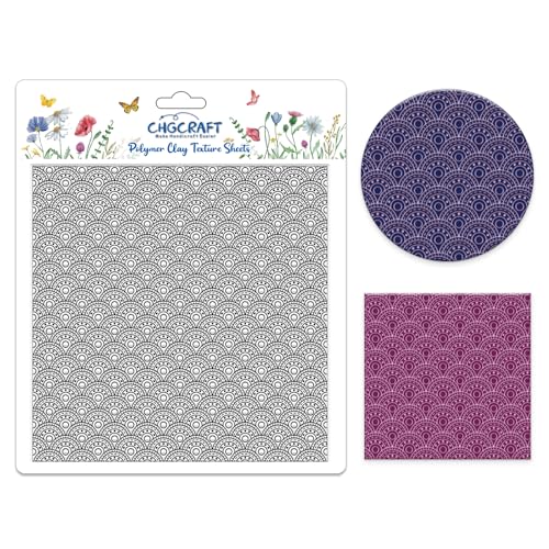 CHGCRAFT Fischschuppen Polymer Clay Texture Sheets Silikon Texture Stamp Clay Texture Mat Modeling Pattern Pad Texture Sheets für Schmuck und Clay Ohrringe Werkzeuge, 5,5x5,5 Zoll von CHGCRAFT