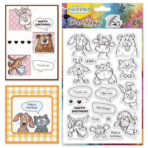 CHGCRAFT Hallo bester Freund Klare Briefmarken Tier Transparente Silikonstempel Katze Hund Klare Silikonstempel Siegel für Karten Briefmarken DIY Scrapbooking Foto Journal Album machen von CHGCRAFT