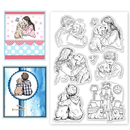 CHGCRAFT Haustiere Familie Silikon Stempel Haustiere Hunde Transparente Silikonstempel Kunsthandwerk Clear Stamp Karten Silikon Briefmarke Clipbook Dekoration DIY von CHGCRAFT