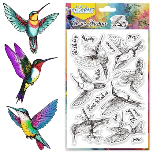 CHGCRAFT Hummingbird Silikon Stempel Kleine Vögel Transparenz Silikonstempel Clear Stamp DIY Clipbook Dekorative Album Siegel, 4,3x6,3 Zoll von CHGCRAFT