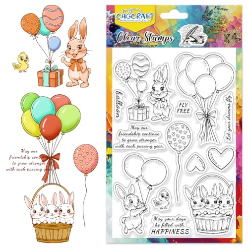 CHGCRAFT Kaninchen Silikon Stempel Ballons Vögel Silikon Transparente Silikonstempel Silikon Stamp Siegel DIY Zwischenablage Tagebuch Foto Buch Dekorationskarte Herstellung von CHGCRAFT