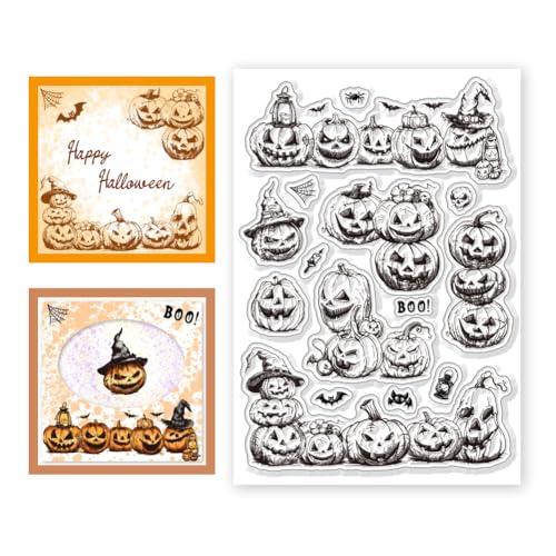 CHGCRAFT Kürbis Eckrahmen Transparente Stempel Halloween Kürbis Transparente Silikonstempel Für Selbstgemachte Scrapbooking Karten Zum Gestalten von Fotoalben Dekorativ von CHGCRAFT