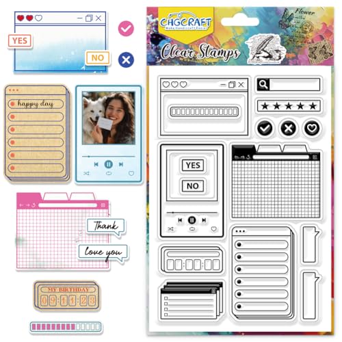 CHGCRAFT Label Clear Stamps Frame Transparent Stamps Silikon Clear Stamp Dichtungen für DIY Scrapbooking Fotoalbum Dekoration, 4.3x6.3 Zoll von CHGCRAFT