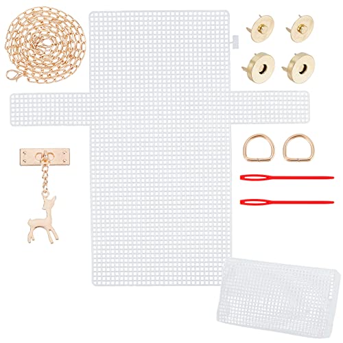 CHGCRAFT handgefertigte Taschen Stricken Kits für Frauen Kreuzstich Kits Leder Kunststoff Handtasche machen Zubehör für die Herstellung von handgefertigten Häkeln Projekte 7.48x10.87inches von CHGCRAFT