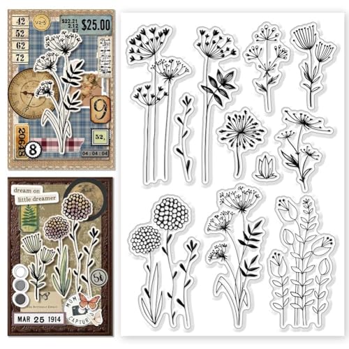 CHGCRAFT Löwenzahn Clear Stamps Blätter Blumen Transparent Stempel Löwenzahn Silikon Clear Stamp Dichtungen für Karten machen DIY Scrapbooking Foto Dekoration von CHGCRAFT