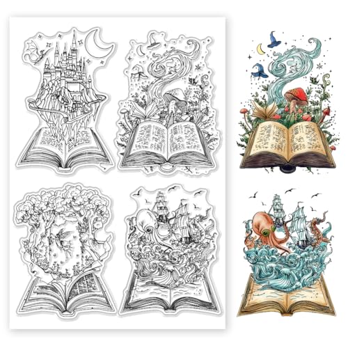 CHGCRAFT Magic Book Clear Stamps Transparente Fantasy Book Stempel Aus Silikon Für Die Kartengestaltung Fotoalbum Dekoration Und DIYScrapbooking von CHGCRAFT