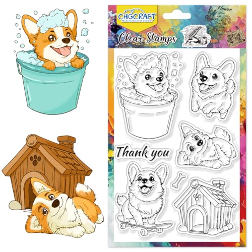 CHGCRAFT Niedlicher Corgi Clear Stempel Spielende Hunde Transparente Bastel Stempel für DIY Scrapbooking Fotoalbum Dekorative Karten Machen, Hundehaus und Haustiere, 6.3x4.3 Zoll CHGCRAFT Niedlicher Corgi Clear Stempel Spielende Hunde Transparente Bastel Stempel für DIY Scrapbooking Fotoalbum Dekorative Karten Machen, Hundehaus und Haustiere, 6.3x4.3 Zoll von CHGCRAFT