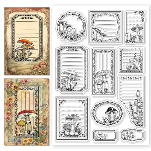 CHGCRAFT Pilz Etiketten Clear Stamps Floral Borders Transparent Stempel Silikon Clear Stamp Siegel Für DIY Scrapbooking Journaling Fotoalbum Dekorative Kartenherstellung von CHGCRAFT