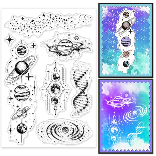 CHGCRAFT Planet Clear Stamps Transparente Silikonstempel Nebel Sternenhimmel Klar Silikon Stempel für Kartenherstellung Dekoration und DIY Scrapbooking Album Handwerk von CHGCRAFT