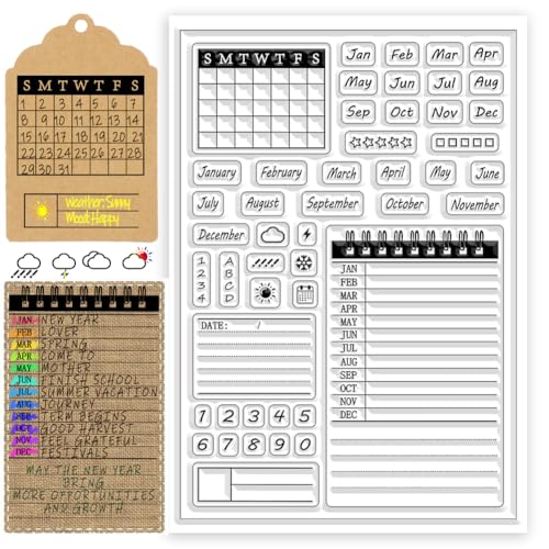 CHGCRAFT Planung Kalender Transparente Briefmarke Silizium Briefmarke Handwerkskarten Fotoalbum Dekoration Relief Papier Handwerk Herstellung DIY Zwischenablage Karte Herstellung, 6.3x4.3 Zoll von CHGCRAFT