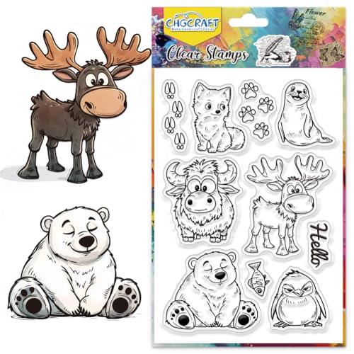 CHGCRAFT Polar Bear Transparent Briefmarken Tier Thema Transparent Briefmarken Silizium Transparent Briefmarken Siegel DIY Clipbook Fotoalbum Dekoration, 4.3x6.3 Zoll von CHGCRAFT