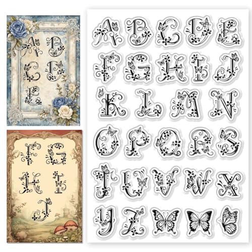 CHGCRAFT Schmetterling Clear Stamps Vine Letters Silicone Transparent Stamp Silikonstempel Siegel für DIY Scrapbooking Journaling Fotoalbum dekorative Karte machen von CHGCRAFT