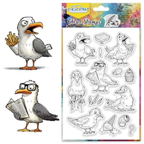 CHGCRAFT Seagulls Clear Stamps Vogel Transparent Stamps Silikon Clear Stamp Dichtungen für DIY Scrapbooking Fotoalbum Dekoration, 4,3x6,3 Zoll von CHGCRAFT