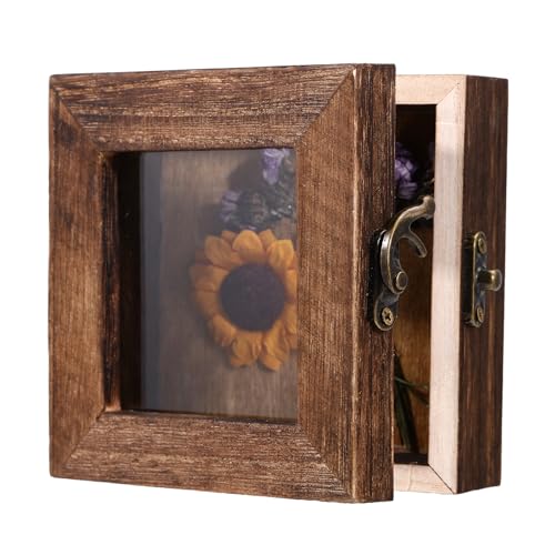 CHGCRAFT Shadow Box Rahmen 3D Holz-Bilderrahmen Shadow Box Foto Box Rahmen mit klarer Acrylplatte Schaukasten 10,2 x 10,2 cm Vitrine Box Bilderrahmen für Objekte, Fotos, Kunstwerke, Erinnerungen, von CHGCRAFT