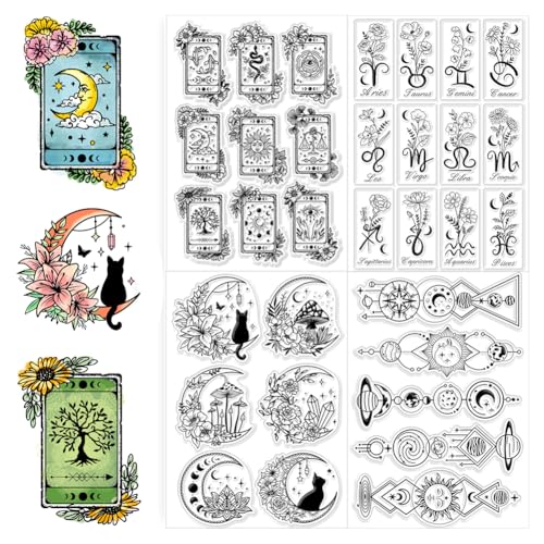 CHGCRAFT Silicone Clear Stamps Horoskop Tarot Plastikstempel für DIY Scrapbooking Fotoalbum dekorative Karten machen Briefmarken für Urlaub Karten machen Album Crafts von CHGCRAFT