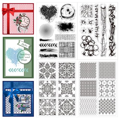 CHGCRAFT Silikon Clear Stamps Textur Muster Kunststoffstempel Kaffeeflecken Vintage für DIY Scrapbooking Fotoalbum dekorative Karten machen Briefmarken für Urlaub Karte machen Album Handwerk von CHGCRAFT