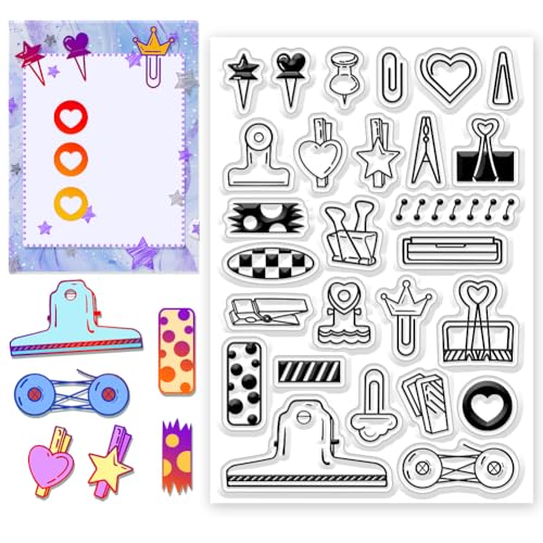 CHGCRAFT Silikon Stempel Büroklammer Stempel Transparente Stempel Clear Stamps Stempelset für DIY Scrapbooking Journaling Fotoalbum Dekorative Geschenkanhänger Kartenherstellung, 4.3×6.3 Zoll von CHGCRAFT