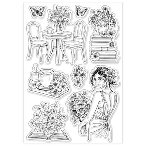 CHGCRAFT Silikon Stempel Kaffee lesen Stempel Transparente Stempel Clear Stamps Stempelset für DIY Scrapbooking Journaling Fotoalbum Dekorative Geschenkanhänger Kartenherstellung, 4.3×6.3 Zoll von CHGCRAFT