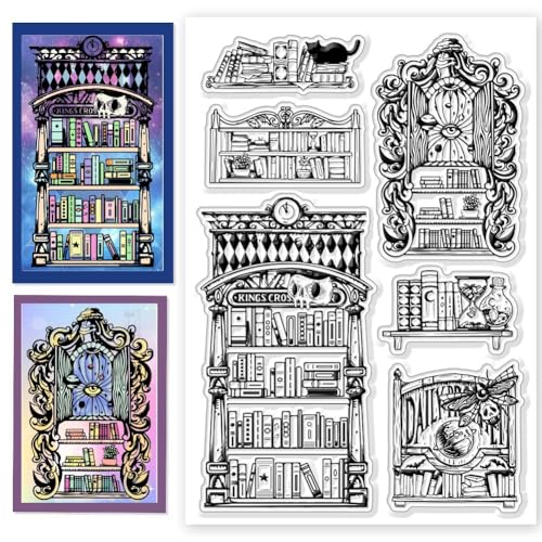 CHGCRAFT Silikon Stempel Magische Bücherregale Stempel Transparente Stempel Clear Stamps Stempelset für DIY Scrapbooking Journaling Fotoalbum Dekorative Geschenkanhänger, 4.3×6.3 Zoll von CHGCRAFT