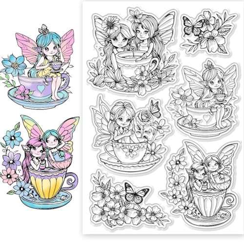 CHGCRAFT Silikon Stempel Teetasse Stempel Transparente Stempel Clear Stamps Stempelset für DIY Scrapbooking Journaling Fotoalbum Dekorative Geschenkanhänger Kartenherstellung, 4.3×6.3 Zoll von CHGCRAFT