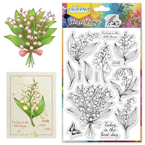 CHGCRAFT Sling Lan Silikon Stempel Blumen Blätter Briefmarke Handwerk Silikonstempel Transparent Stamps Karten Dekoration und Zwischenbücher Album DIY Handwerk von CHGCRAFT