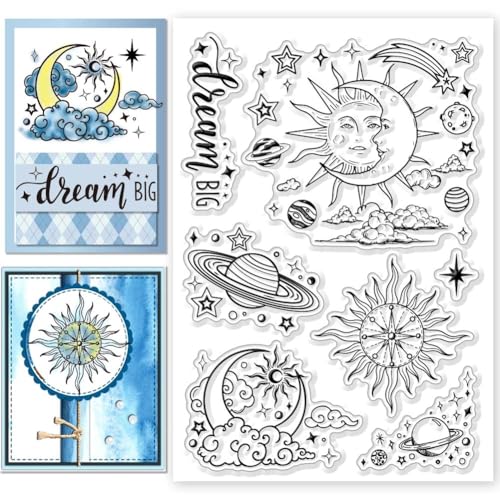 CHGCRAFT Sonne Mond Klarsichtstempel Wolken Planet Silikonstempel Transparent Silikon Stempel Siegel für DIY Scrapbooking Journaling Fotoalbum Dekorative Kartenherstellung von CHGCRAFT