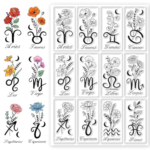 CHGCRAFT Sternbilder Klare Stempel Vintage-Blumenhintergrund Transparente Stempel Für Kartenherstellung DIY Scrapbooking Fotoalbum Dekoration 4.3x6.3 Zoll von CHGCRAFT