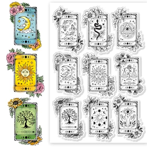 CHGCRAFT Tarot Transparente Stempel Magie Transparent Stempel Moo Tarot Transparente Silikondichtungen für DIY Scrapbooking Fotoalbum Dekoration, 4,3x6,3 Zoll von CHGCRAFT