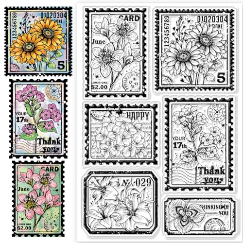 CHGCRAFT Transparente Stempel Mit Vintage-Blume Silikonstempel Blumenhintergrund Transparente Stempel Für Kartenherstellung DIY Scrapbooking Fotoalbum Dekoration 4.3x6.3 Zoll von CHGCRAFT