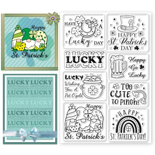 CHGCRAFT Transparente Stempel Zum St. Patrick'S Day Silikonstempel Grußworte Hintergrund Transparente Stempel Für St. Patrick'S Day Karte Zum DIY Scrapbooking Foto Basteln 4.3x6.3 Zoll von CHGCRAFT