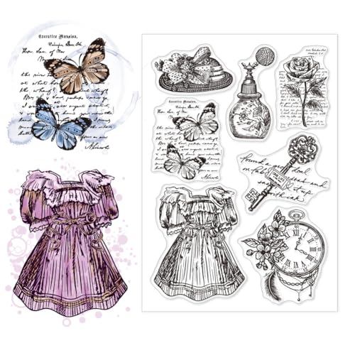 CHGCRAFT Vintage Clear Stamp Damen Dekoration Clear Stamps Silikon Clear Stamp Siegel Für DIY Scrapbooking Fotoalbum Dekorative Karten Herstellung 4.33×6.3 Zoll von CHGCRAFT