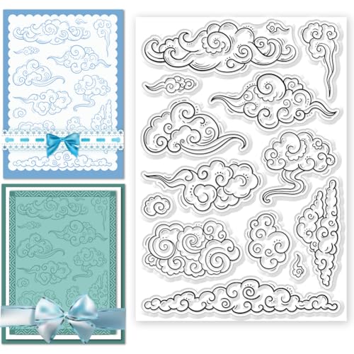 CHGCRAFT Wolken Klarer Stempel Magische Transparente Stempel Wolkenhintergrund Klare Stempel Silikon Klare Stempelsiegel Für DIY Scrapbooking Fotoalbum Dekorative Karten Herstellung 4.33x6.3 Zoll von CHGCRAFT