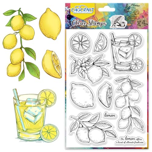 CHGCRAFT Zitronen Silikon Stempel Zitronensaft Transparent Silikonstempel Zitronenblumen Schneiden Silizium Transparent Stamp machen DIY Clipbook Foto Album Tagebuch von CHGCRAFT