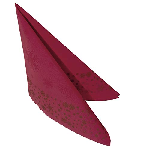 CHIC 50 Weihnachts-Servietten Airlaid 40x40cm Bordeaux mit Schneeflocken-Motiv von CHIC